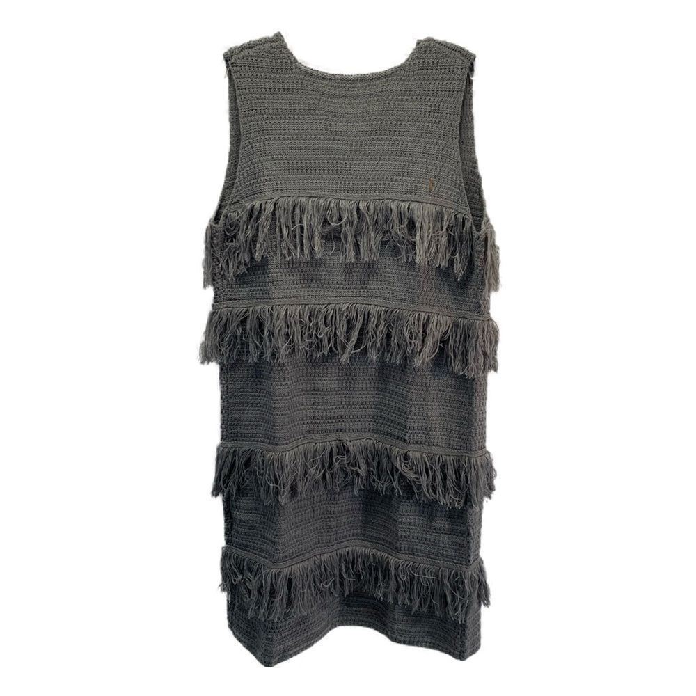 NWT EN CREME Gray fringed sleeveless duster - Picture 7 of 9